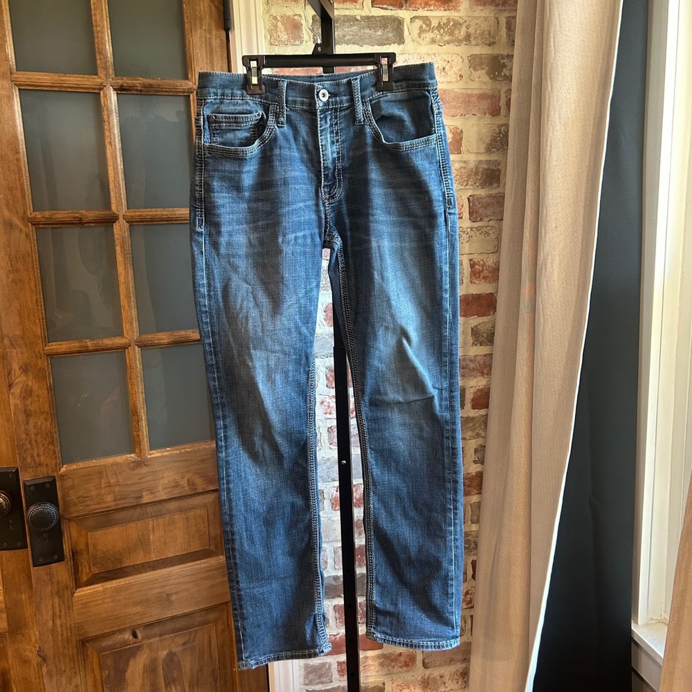 BKE Jake Straight Jeans Mens Blue Med Wash Stretch Denim Mallcore Rugged 31x32